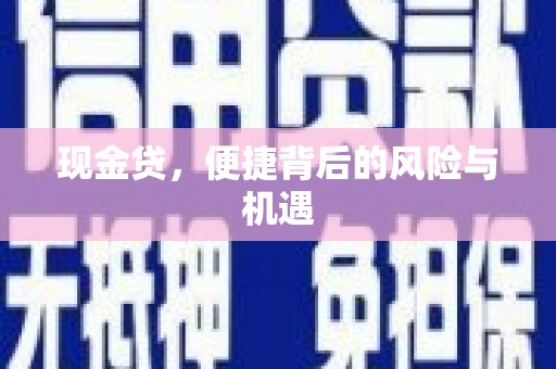赤坎现金贷，便捷背后的风险与机遇