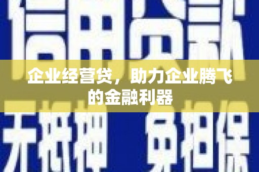 赤坎企业经营贷，助力企业腾飞的金融利器