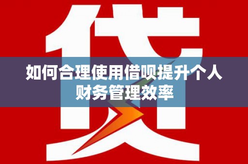 赤坎如何合理使用借呗提升个人财务管理效率