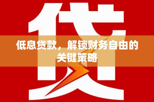 赤坎低息贷款，解锁财务自由的关键策略