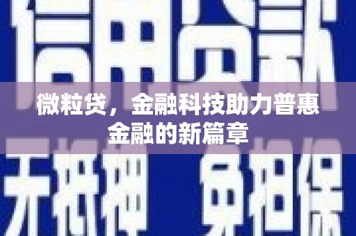 赤坎微粒贷，金融科技助力普惠金融的新篇章