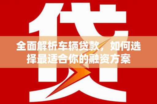 赤坎全面解析车辆贷款，如何选择最适合你的融资方案