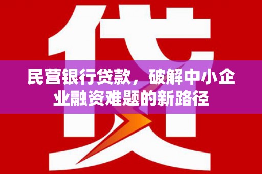 赤坎民营银行贷款，破解中小企业融资难题的新路径